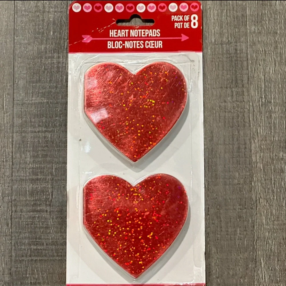 💞 New Pack of 8 Glitter Heart Valentine’s Day Note Pads